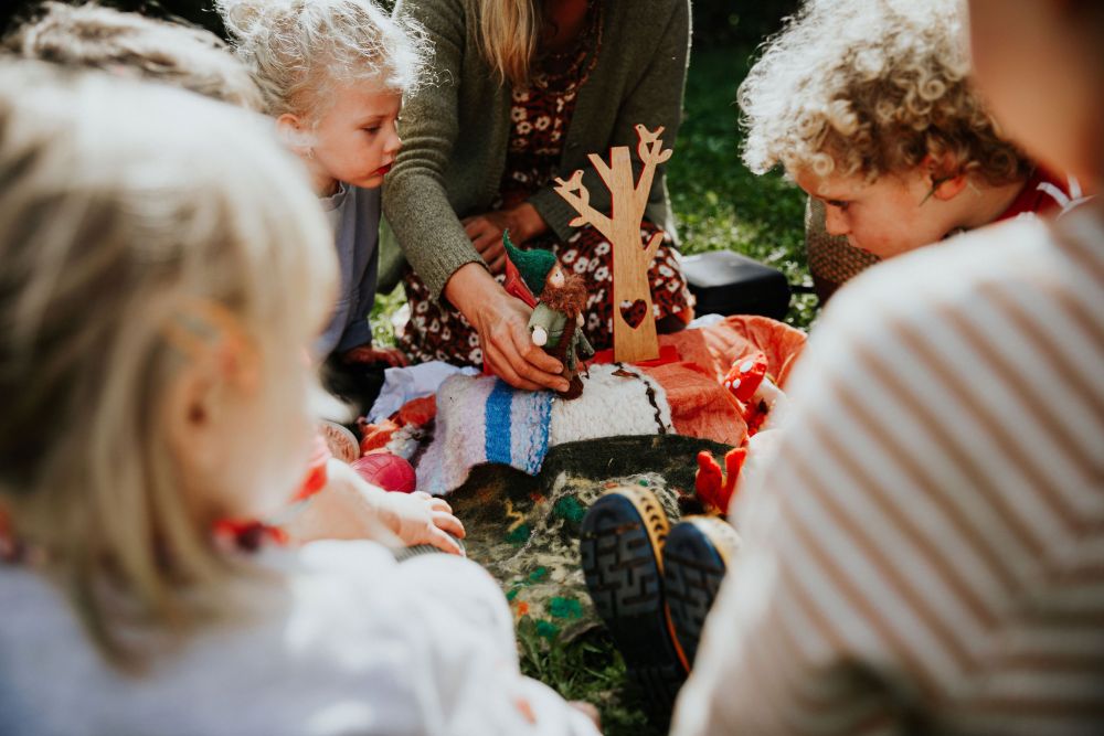 children taking part in natural forest school crafts near bath uk